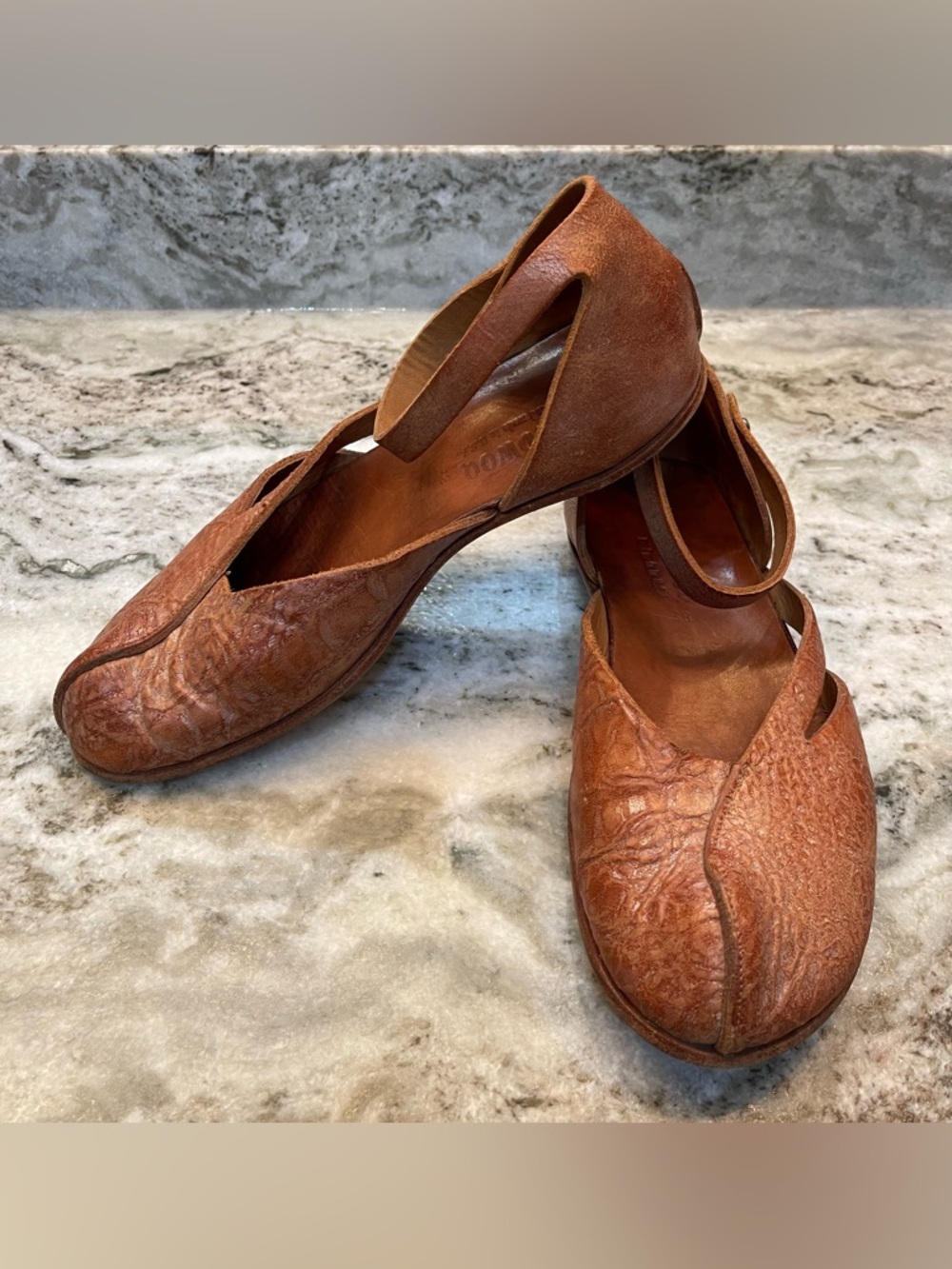 CYWOQ Leather Shoes - Brown Flats
